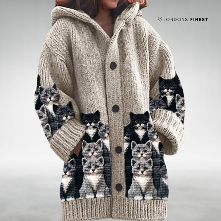 Caron™ Women's Cat Print Cardigan