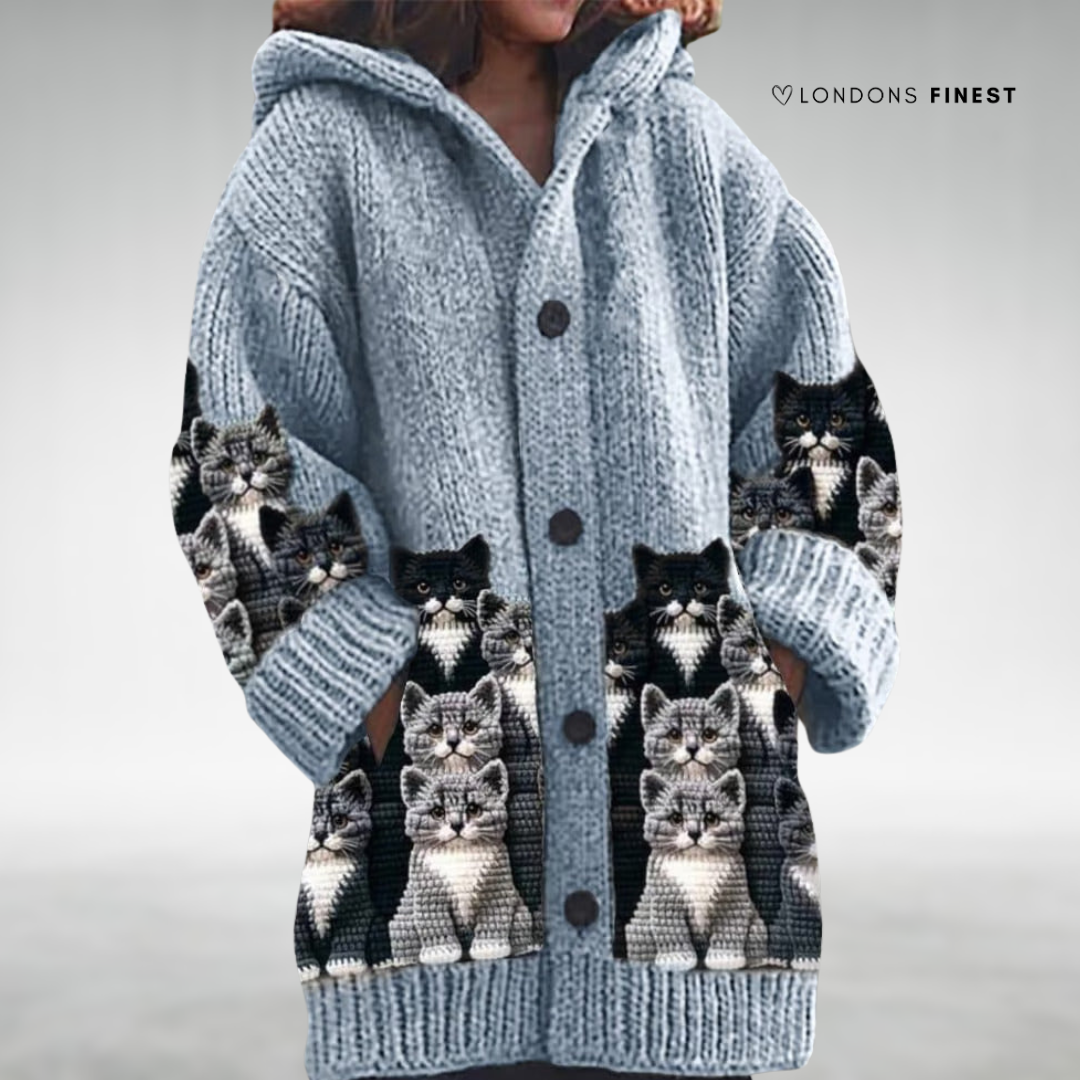 Caron™ Women's Cat Print Cardigan